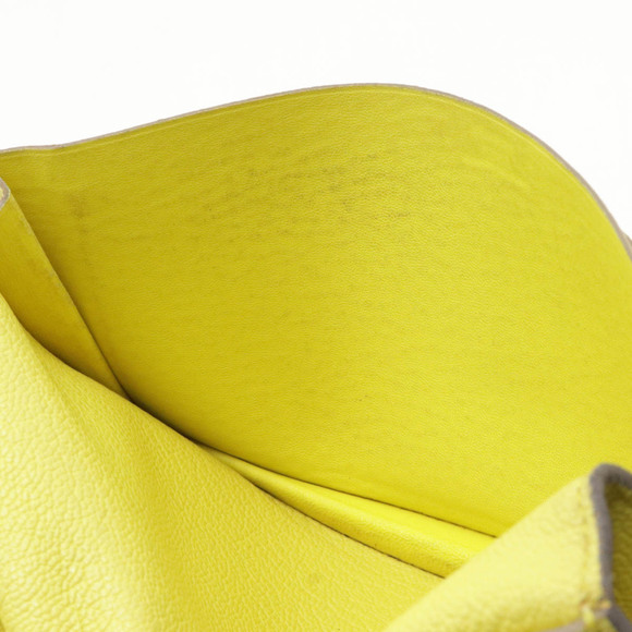 HERMES Hermes Bearn Souffle Bifold Long Wallet Chevre Leather Lime Yellow □Q ... - Picture 5 of 9